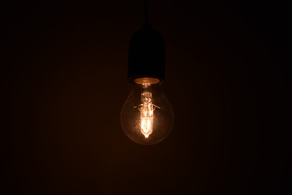 A dimmed light bulb